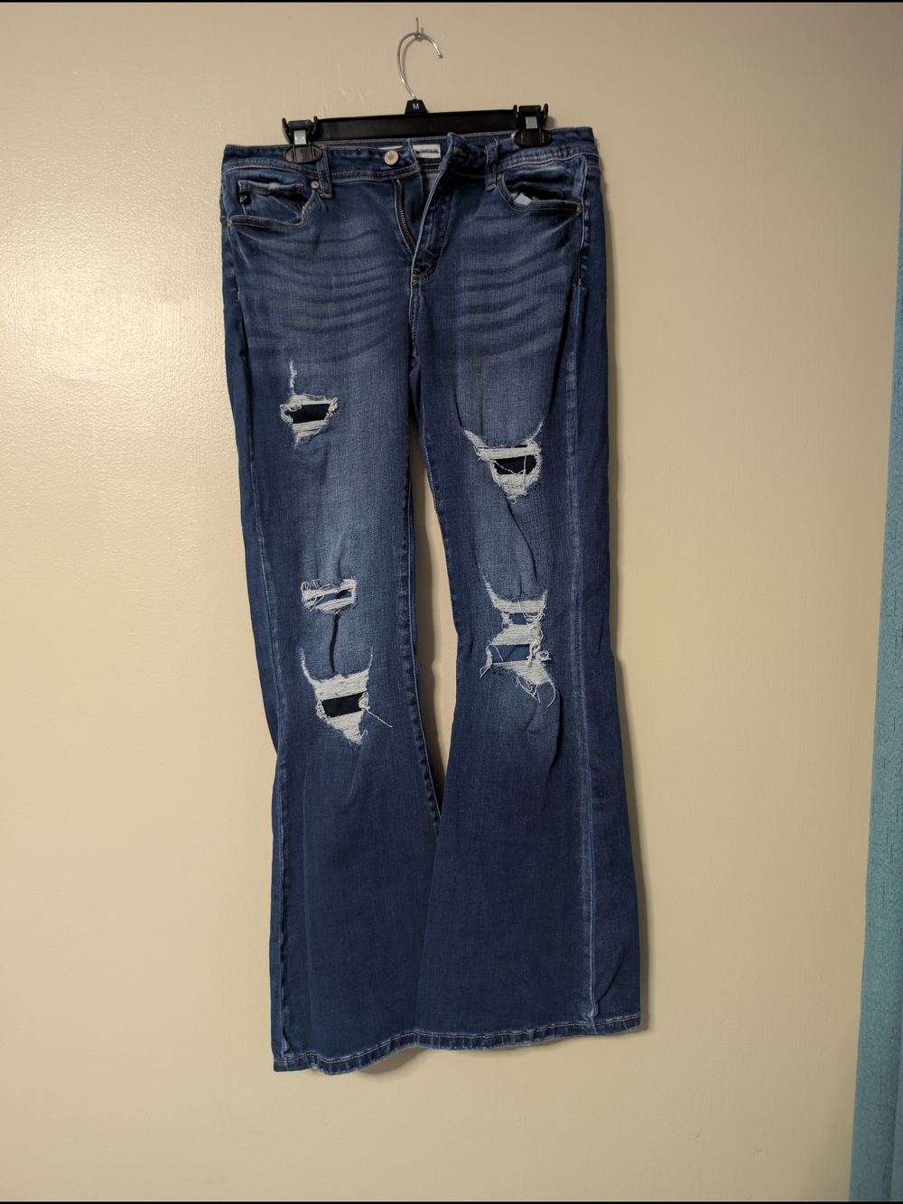KanCan Dark Blue Distressed Flare Jeans